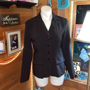 Black suit jacket w blue pin striping